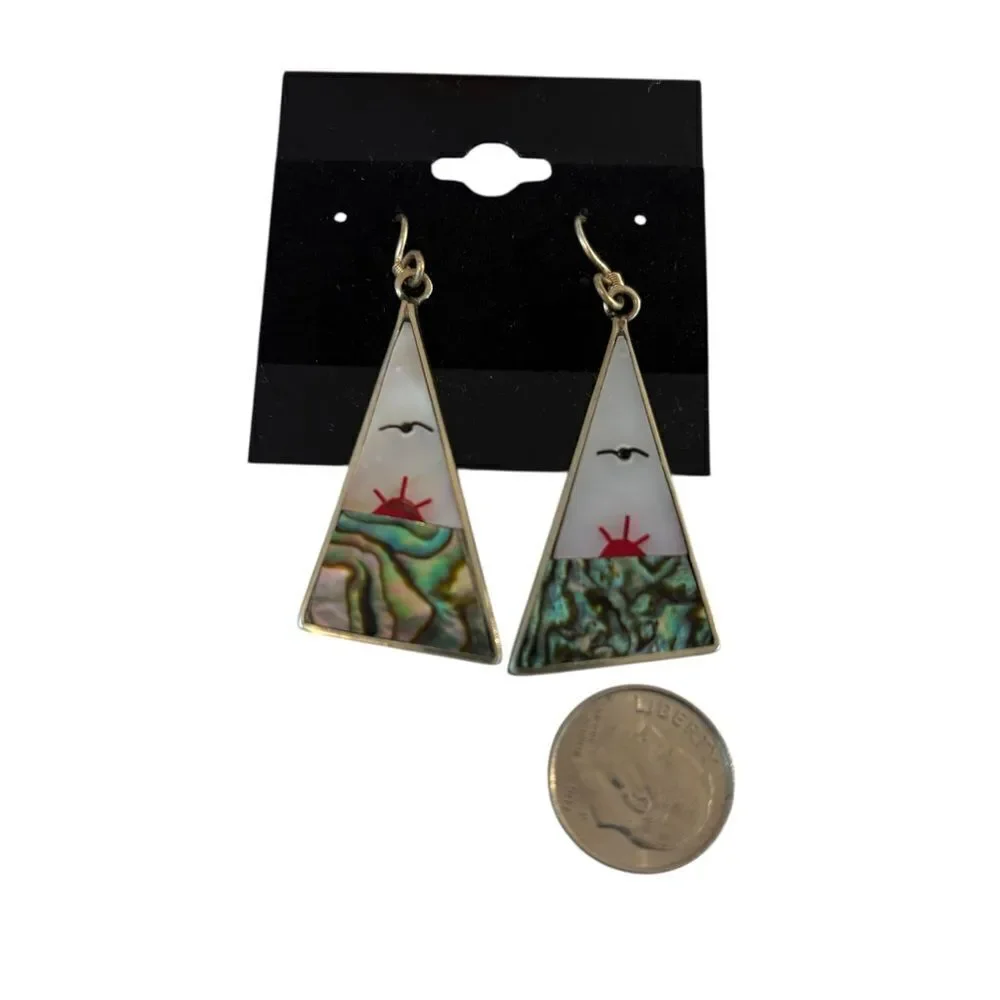 Unique & Artsy Made in Mexico Silver, MOP & Abalone Earrings.